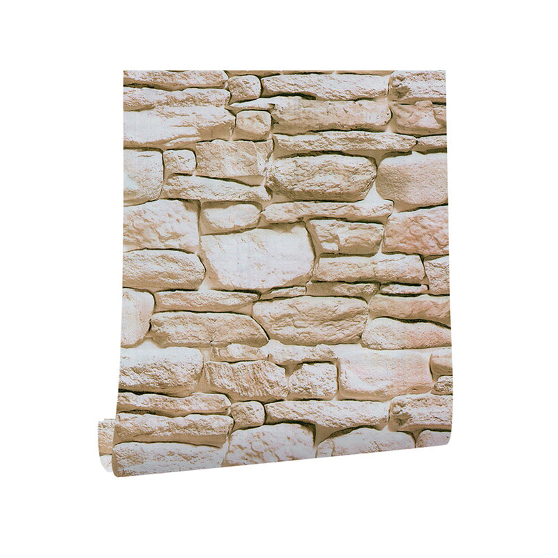 3D Effect Stones Wallpaper Farmhouse Smooth Wall Decor in Light Brown, Self Sticking Clearhalo 'Country wall decor' 'Rustic' 'Wallpaper' Wall Decor' 1756851