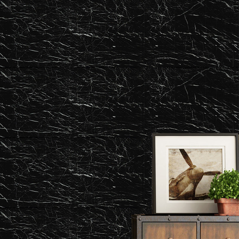 Modernist Marble Peel Wallpaper Roll Pastel Color Living Room Wall Covering, 19.4-sq ft Black Clearhalo 'Modern wall decor' 'Modern' 'Wallpaper' Wall Decor' 1756860