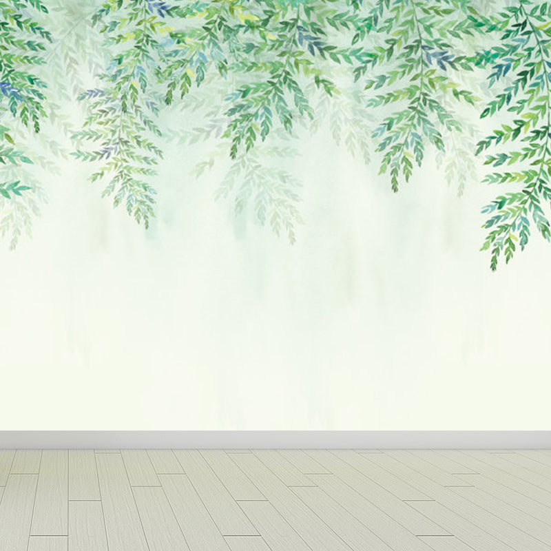 Huge Leaves Mural Decal for Bathroom Botanical Wall Art in Pastel Color, Moisture Resistant Clearhalo 'Wall Decor' 'Wall Mural' 1757229
