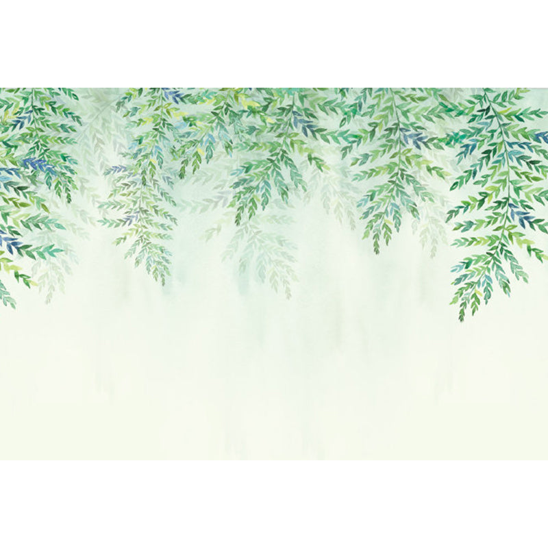 Huge Leaves Mural Decal for Bathroom Botanical Wall Art in Pastel Color, Moisture Resistant Clearhalo 'Wall Decor' 'Wall Mural' 1757230
