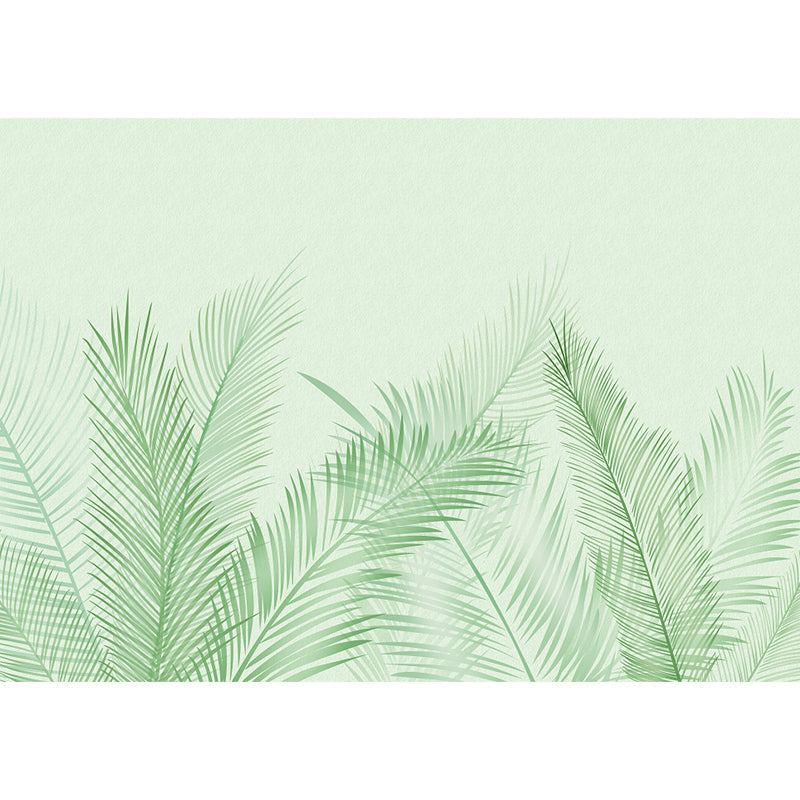 Huge Leaves Mural Decal for Bathroom Botanical Wall Art in Pastel Color, Moisture Resistant Clearhalo 'Wall Decor' 'Wall Mural' 1757250