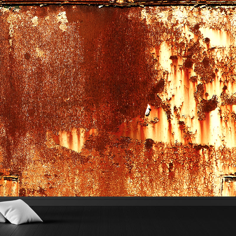 Metal Corrosion Wall Mural Decal Steampunk Washable Living Room Wall Covering, Custom Made Brown Clearhalo 'Wall Decor' 'Wall Mural' 1757352