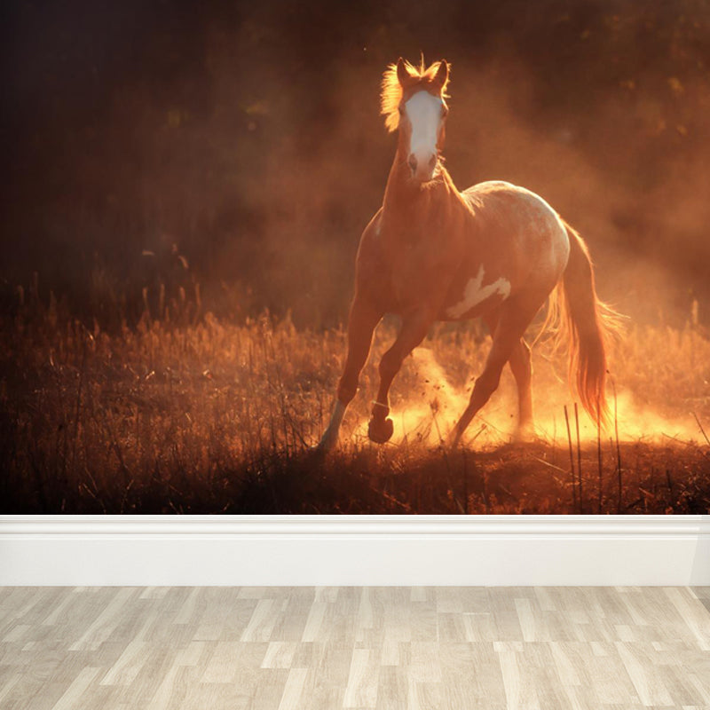 Modern Horse Wall Mural Non-Woven Stain Resistant Dark Color Wall Covering for Room Clearhalo 'Wall Decor' 'Wall Mural' 1757518