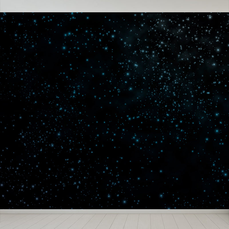 Night and Star Sky Mural Modern Smooth Wall Art in Dark Color for Children Bedroom Black Clearhalo 'Wall Decor' 'Wall Mural' 1758130
