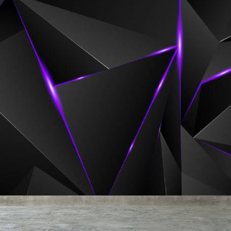 Geometric Triangle Wall Paper Mural Modern Non-Woven Cloth Wall Covering for Living Room Black Clearhalo 'Wall Decor' 'Wall Mural' 1758270