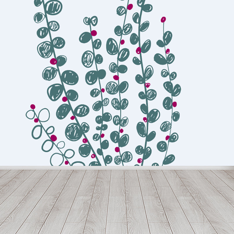 Childrens Art Tree Drawing Mural Soft Color Water Resistant Wall Covering for Kids Room Clearhalo 'Wall Decor' 'Wall Mural' 1758802