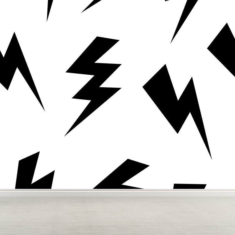 Huge Illustration Modern Wallpaper Mural with Geometrical Pattern in Black and White Black Design 5 Clearhalo 'Wall Decor' 'Wall Mural' 1759386