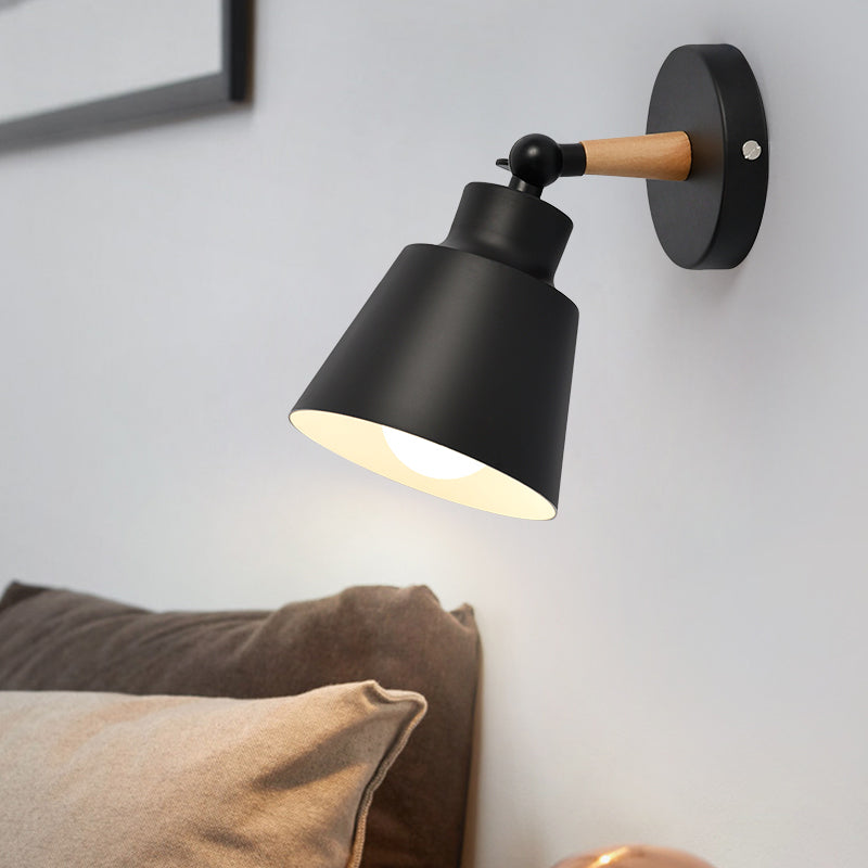 Rotatable Dining Room Bucket Wall Light Metal One Light Modern Style Wall Sconce Black Clearhalo 'Wall Lamps & Sconces' 'Wall Lights' Lighting' 175945