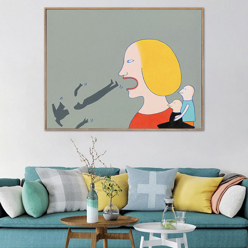 Funny Spoof Painting Canvas Living Room Figure Print Wall Art Decor in Yellow-Red Clearhalo 'Arts' 'Canvas Art' 1759989