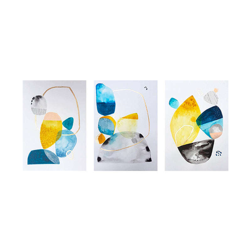 Blue-Yellow Stones Canvas Art Textured Contemporary Family Room Wall Decor, Multiple Size Options Clearhalo 'Art Gallery' 'Canvas Art' 'Contemporary Art Gallery' 'Modern' Arts' 1760050