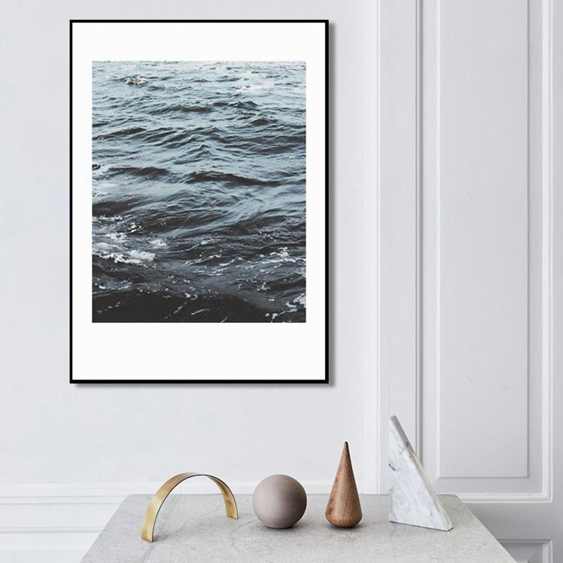 Photographic Print Ocean Water Canvas Modern Style Textured Wall Art in Blue for Home Clearhalo 'Art Gallery' 'Canvas Art' 'Contemporary Art Gallery' 'Modern' Arts' 1760192