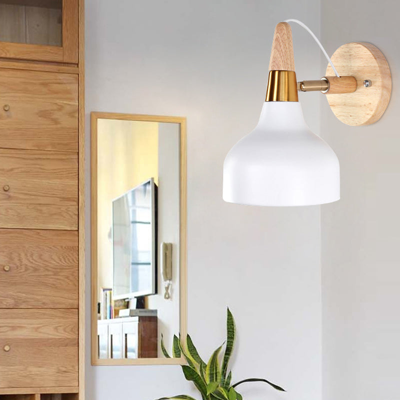 Metal Torch Shaped Wall Light Angle Adjustable 1 Light Nordic Style Sconce Light for Bedside White Clearhalo 'Wall Lamps & Sconces' 'Wall Lights' Lighting' 176022