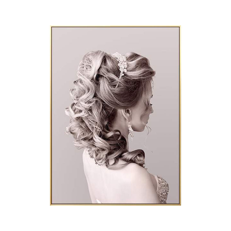 Pink Glam Style Painting Girl Profile Canvas for Bathroom, Multiple Sizes Available Clearhalo 'Arts' 'Canvas Art' 1760559