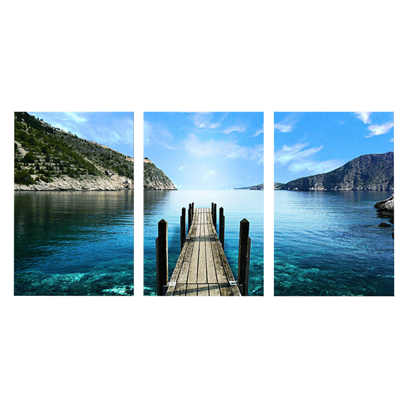 Blue Photography Canvas Art Multi-Piece Contemporary Bedroom Wall Decor, Set of Three Clearhalo 'Art Gallery' 'Canvas Art' 'Contemporary Art Gallery' 'Modern' Arts' 1760794
