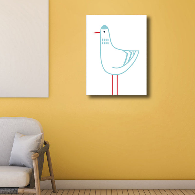 Children's Art Illustrated Pigeon Canvas White Textured Wall Decor for Kids Room Clearhalo 'Art Gallery' 'Canvas Art' 'Kids' Arts' 1760905