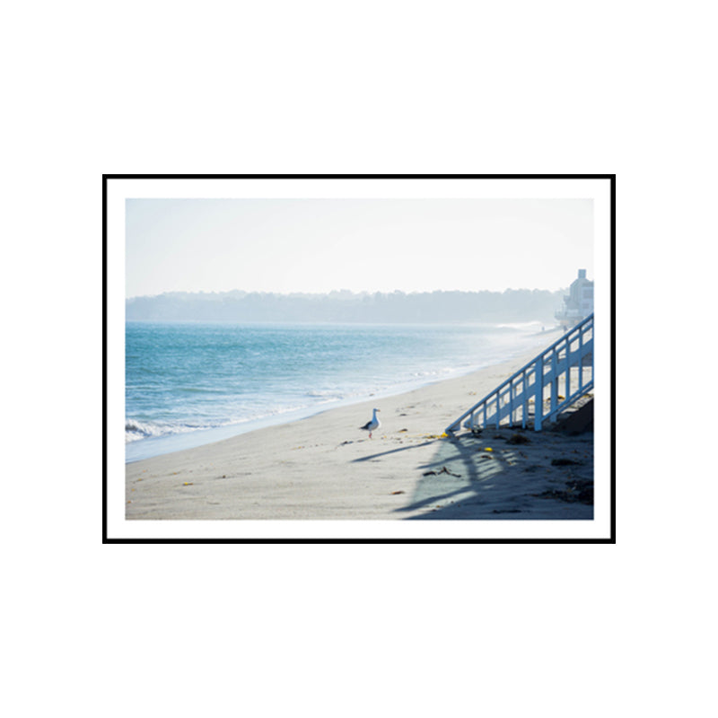 Morning Misty Seashore Wall Art Blue and White Canvas Print Wall Decor, Textured Clearhalo 'Art Gallery' 'Canvas Art' 'Coastal Art Gallery' 'Nautical' Arts' 1761418