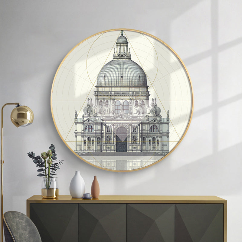 Landmark Building Wall Decor World Culture Textured Bedroom Canvas Print, Multiple Sizes - Light Green - Clearhalo - 'Arts' - 'Canvas Art' - 1761478