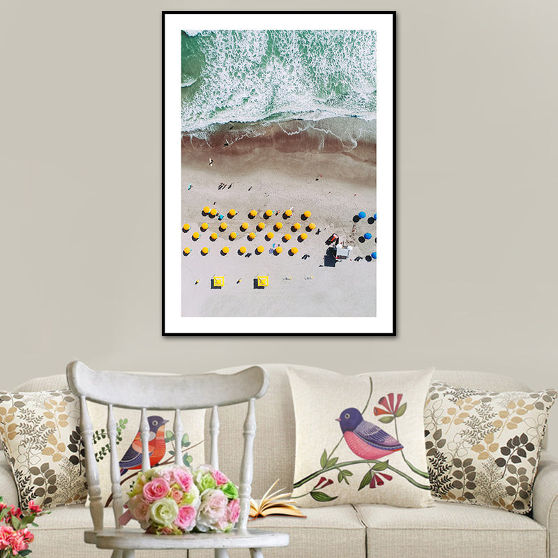 Aerial View Beach Art Print Textured Tropical Living Room Canvas in Brown and Blue Brown Clearhalo 'Art Gallery' 'Canvas Art' 'Coastal Art Gallery' 'Nautical' Arts' 1761546