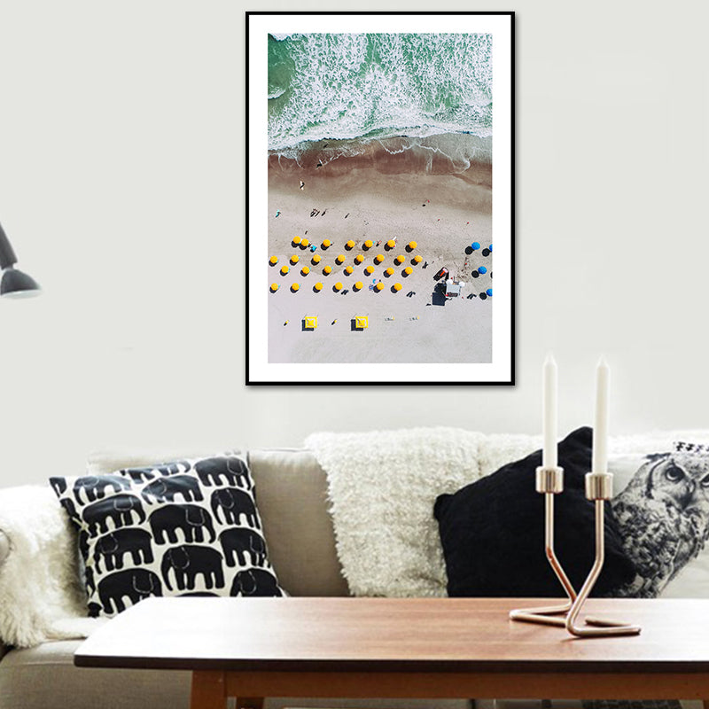 Aerial View Beach Art Print Textured Tropical Living Room Canvas in Brown and Blue Clearhalo 'Art Gallery' 'Canvas Art' 'Coastal Art Gallery' 'Nautical' Arts' 1761547