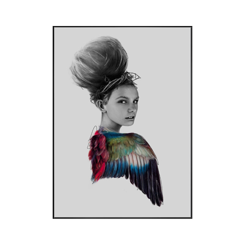 Fashionable Girl Wall Art Decor Modern Style Canvas Textured Painting in Soft Color Clearhalo 'Art Gallery' 'Canvas Art' 'Contemporary Art Gallery' 'Modern' Arts' 1761715