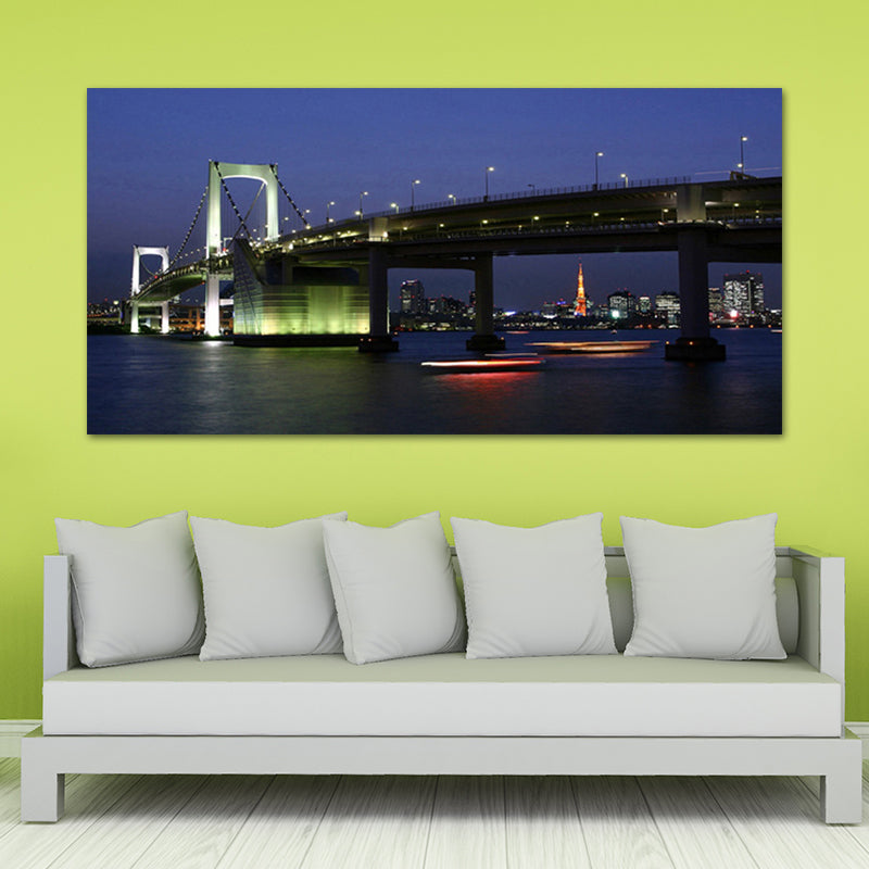 Snow-Covered City Scape Wall Decor Impressionism Textured Bedroom Canvas, Multiple Sizes Dark Blue Clearhalo 'Art Gallery' 'Canvas Art' 'Contemporary Art Gallery' 'Modern' Arts' 1762116