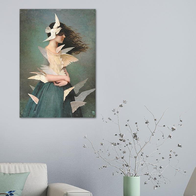 Textured Mixed Media Woman Canvas Nordic Wall Art Decor for Girls Bedroom, Optional Sizes Clearhalo 'Arts' 'Canvas Art' 1762256