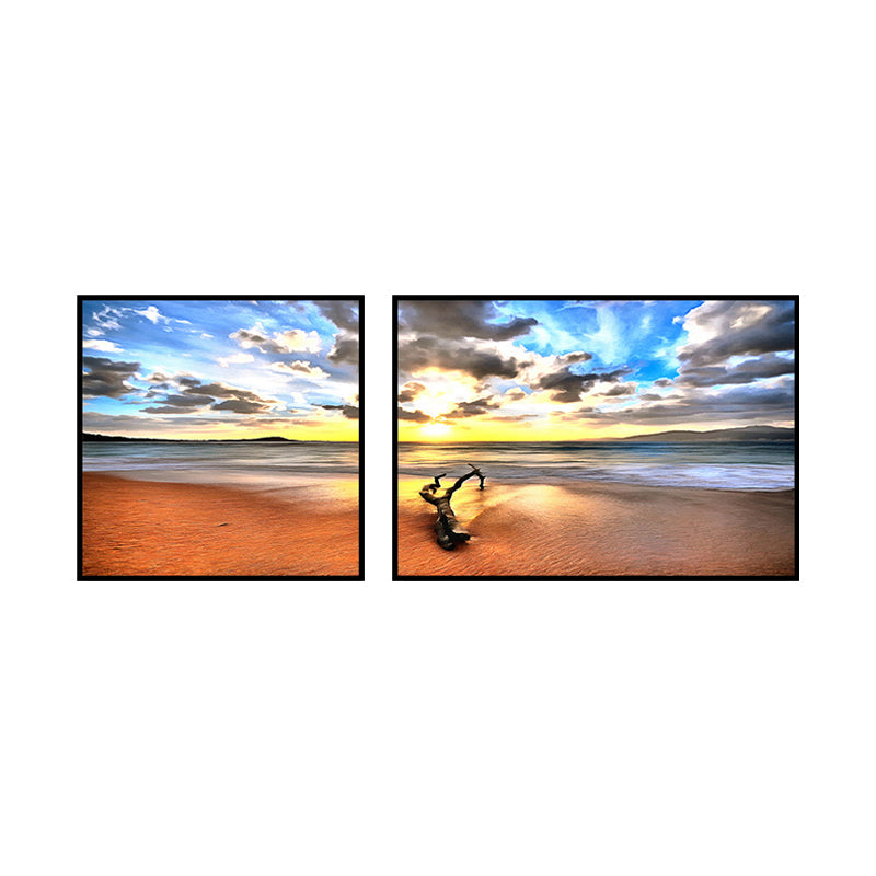 Multi-Piece Sea Scenery Canvas Modern Style Wall Art Print in Soft Color for Bedroom Clearhalo 'Art Gallery' 'Canvas Art' 'Contemporary Art Gallery' 'Modern' Arts' 1762291