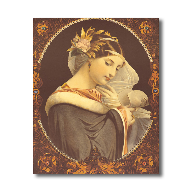 Art Nouveau Style Girl Canvas Pastel Color Textured Wall Art Decor for Living Room Clearhalo 'Arts' 'Canvas Art' 1762467