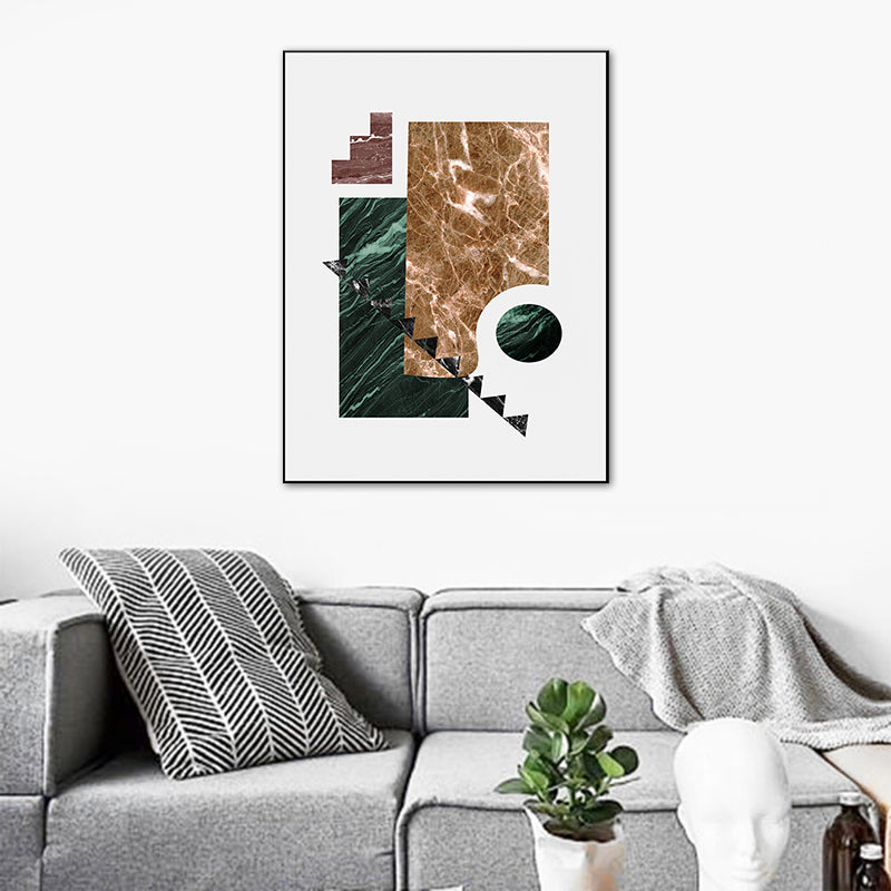Illustration Abstract Wall Art Print Textured Nordic Dining Room Canvas in Dark Color