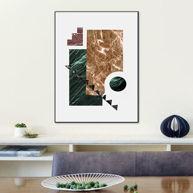 Illustration Abstract Wall Art Print Textured Nordic Dining Room Canvas in Dark Color