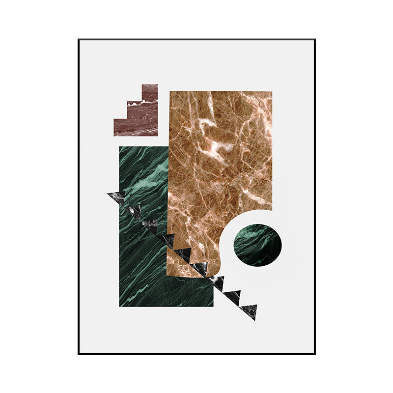 Illustration Abstract Wall Art Print Textured Nordic Dining Room Canvas in Dark Color
