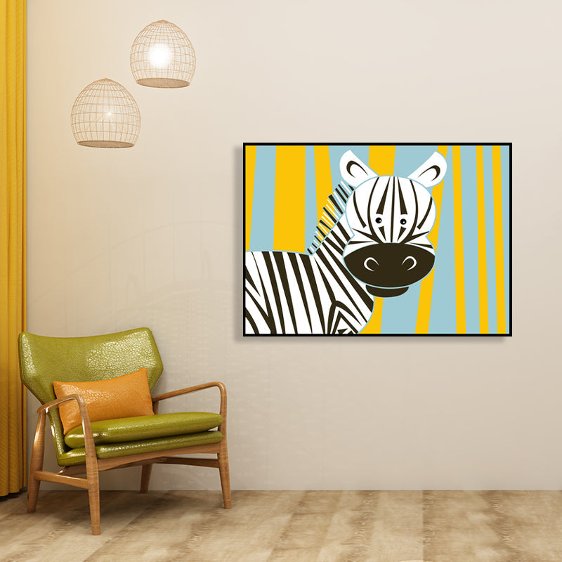 Animal Wall Art Decor Pastel Color Cartoon Canvas Print for Baby Room, Multiple Sizes Clearhalo 'Art Gallery' 'Canvas Art' 'Kids' Arts' 1762851