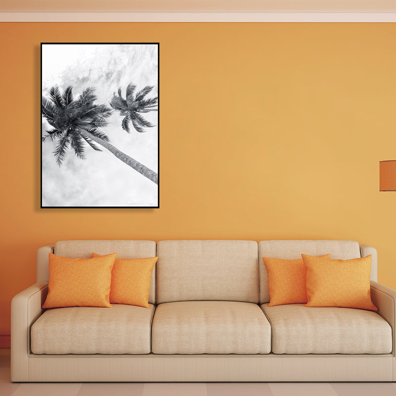 Photography Modern Canvas Art with Coconut Trees and Sky View in Black for Corridor Clearhalo 'Art Gallery' 'Canvas Art' 'Contemporary Art Gallery' 'Modern' Arts' 1762961