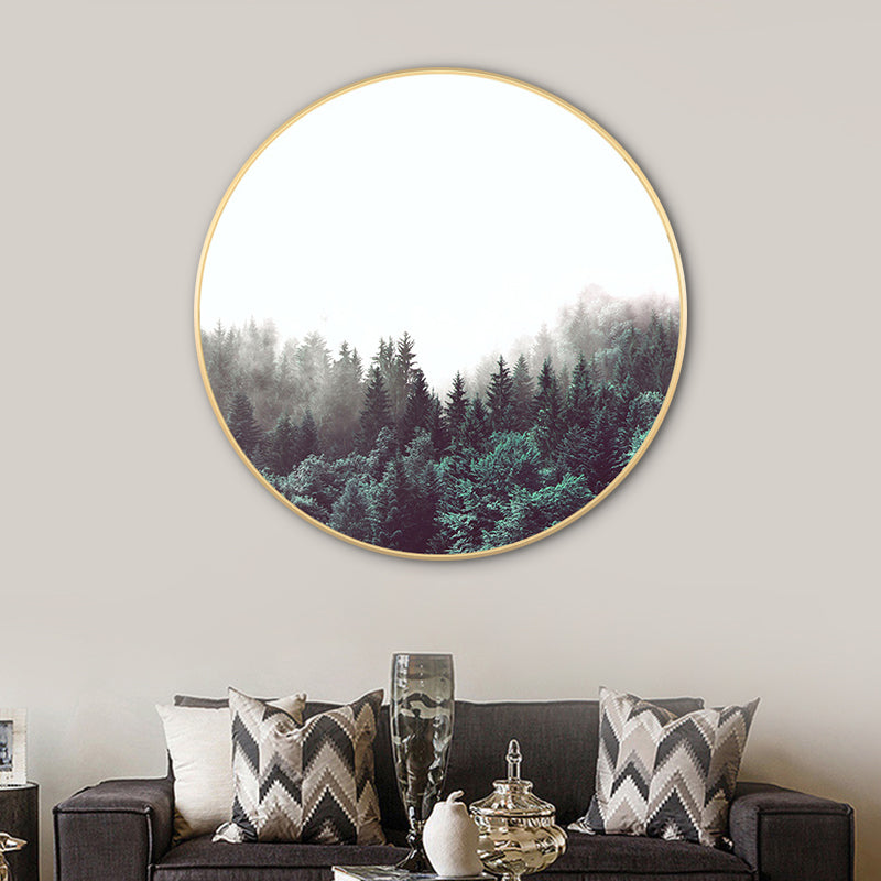 Light Color Misty Forest Canvas Photography Country Textured Painting for Bedroom Clearhalo 'Art Gallery' 'Canvas Art' 'Country Art Gallery' 'French Country' 'Rustic' Arts' 1763746