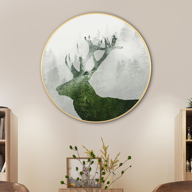 Light Color Misty Forest Canvas Photography Country Textured Painting for Bedroom Grey Clearhalo 'Art Gallery' 'Canvas Art' 'Country Art Gallery' 'French Country' 'Rustic' Arts' 1763748