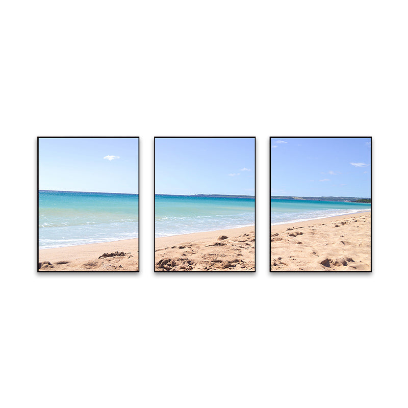 Blue Sea Beach Scenery Canvas Multi-Piece Tropical House Interior Wall Art Print Clearhalo 'Art Gallery' 'Canvas Art' 'Coastal Art Gallery' 'Nautical' Arts' 1763900