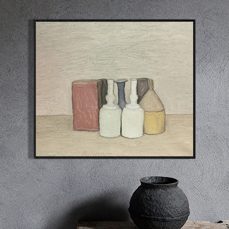 Impressionism Neat Pots Canvas Print Pastel Color Textured Painting for Playroom
