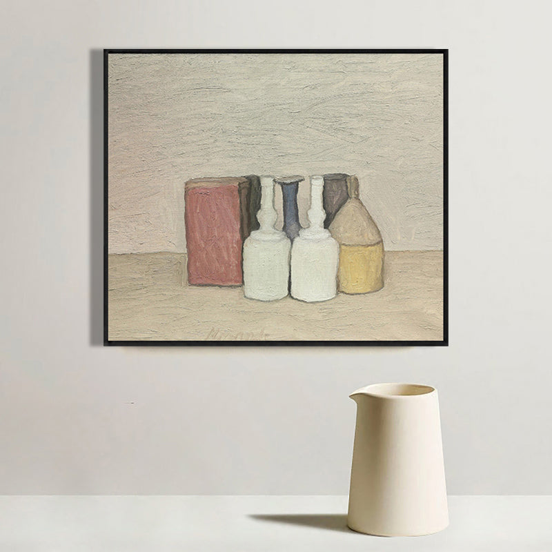 Impressionism Neat Pots Canvas Print Pastel Color Textured Painting for Playroom