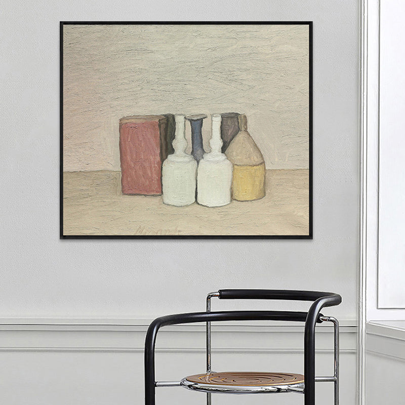 Impressionism Neat Pots Canvas Print Pastel Color Textured Painting for Playroom