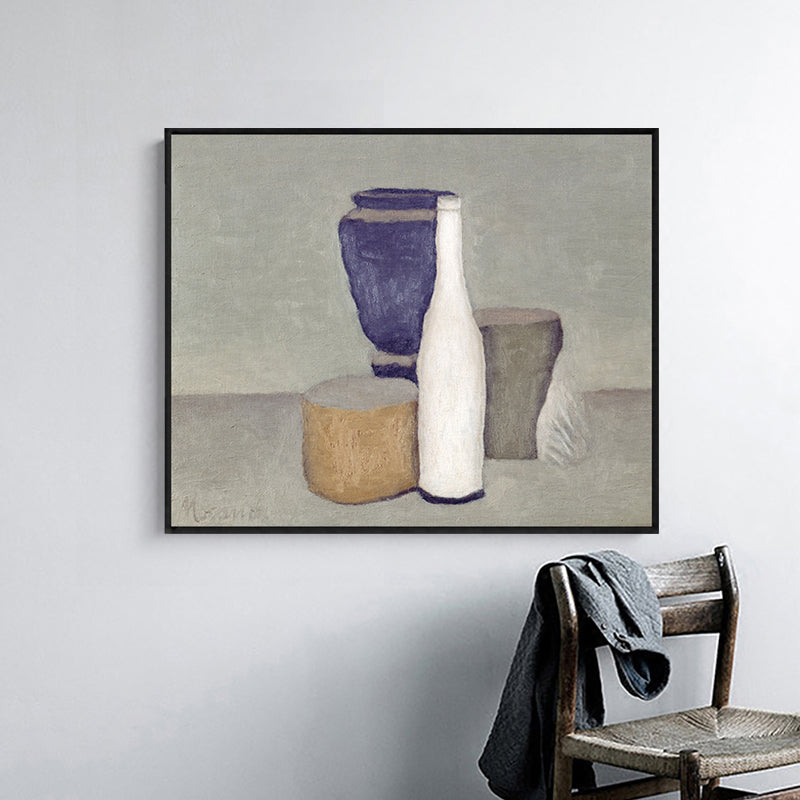 Impressionism Neat Pots Canvas Print Pastel Color Textured Painting for Playroom