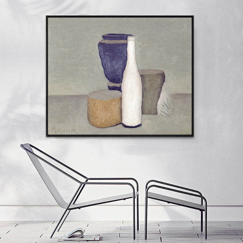 Impressionism Neat Pots Canvas Print Pastel Color Textured Painting for Playroom