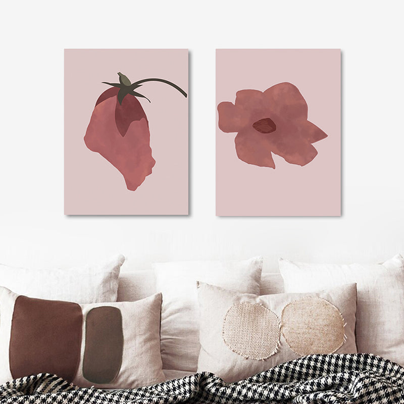 Pink Flower Canvas Wall Art Textured Nordic Living Room Wall Decor, Multiple Sizes Clearhalo 'Arts' 'Canvas Art' 1764539