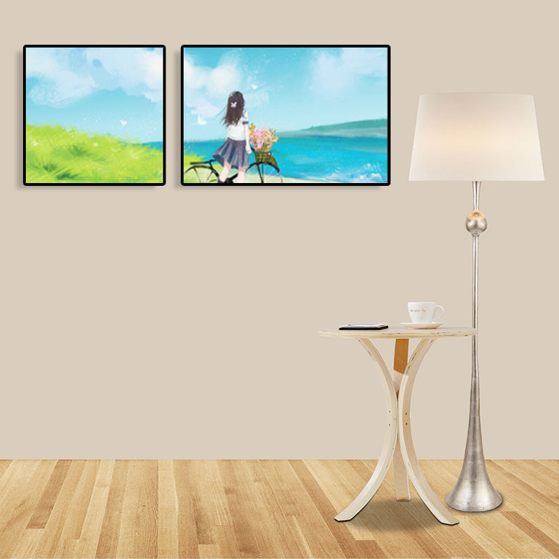 Painting Outings Canvas Print Cartoon Multi-Piece Wall Art in Soft Color for Kids Room Clearhalo 'Art Gallery' 'Canvas Art' 'Kids' Arts' 1764612