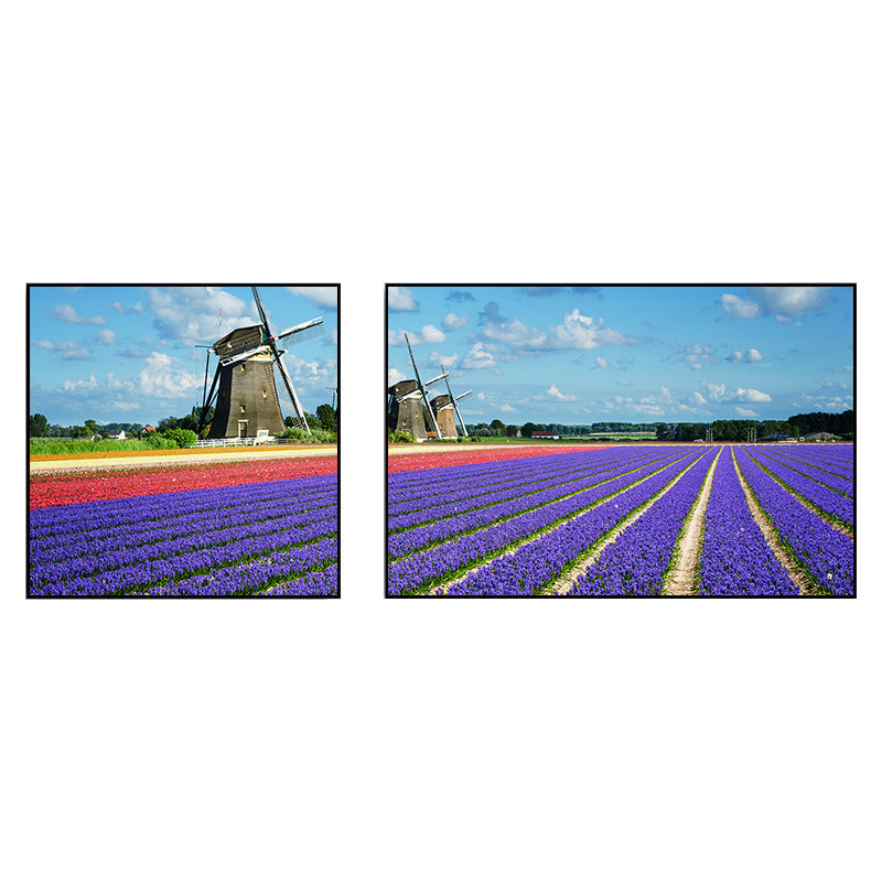 Lavender Field Wall Art Modern Enticing Nature Scenery Canvas Print in Purple for Room Clearhalo 'Art Gallery' 'Canvas Art' 'Contemporary Art Gallery' 'Modern' Arts' 1764741