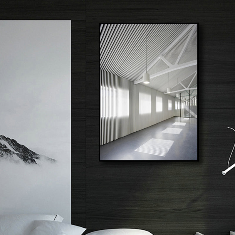 Photographic Room Interior View Canvas Modern Minimal Architecture Wall Art in White White Clearhalo 'Art Gallery' 'Canvas Art' 'Contemporary Art Gallery' 'Modern' Arts' 1765385