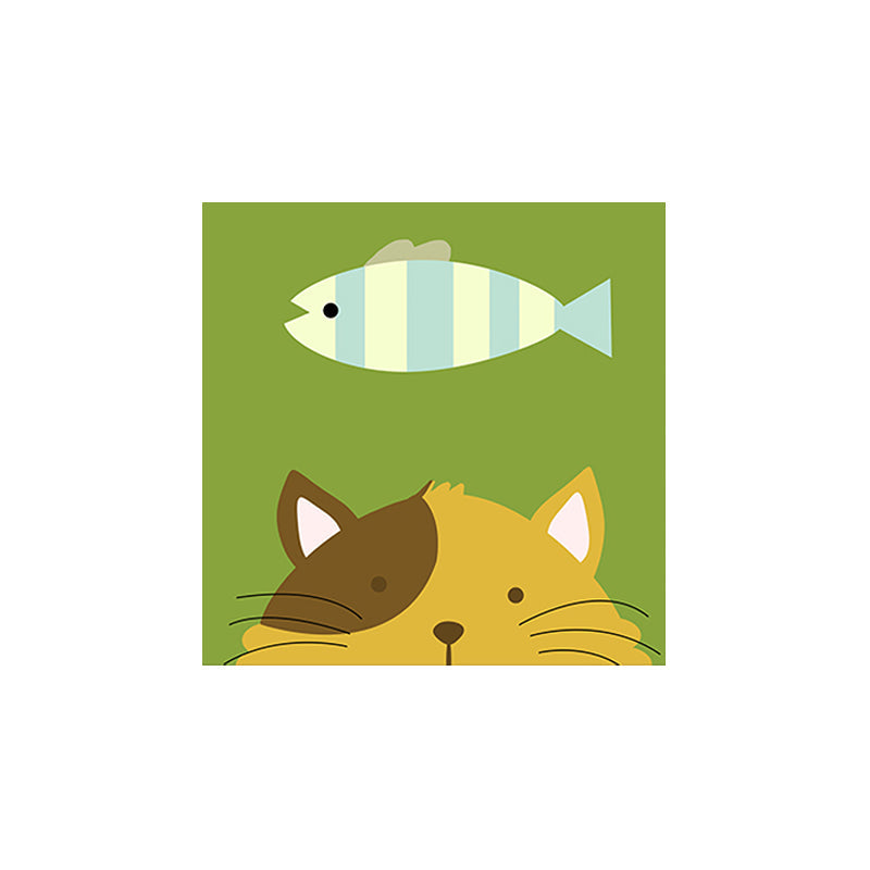 Soft Color Cartoon Canvas Print Illustration Animal and Food Wall Art for Nursery Clearhalo 'Art Gallery' 'Canvas Art' 'Kids' Arts' 1765439