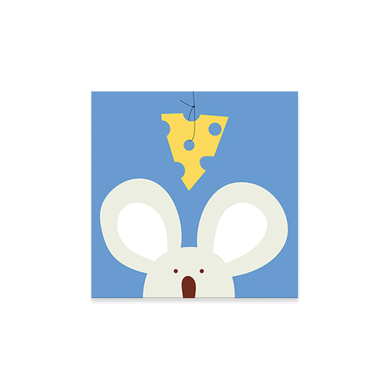 Soft Color Cartoon Canvas Print Illustration Animal and Food Wall Art for Nursery Clearhalo 'Art Gallery' 'Canvas Art' 'Kids' Arts' 1765447