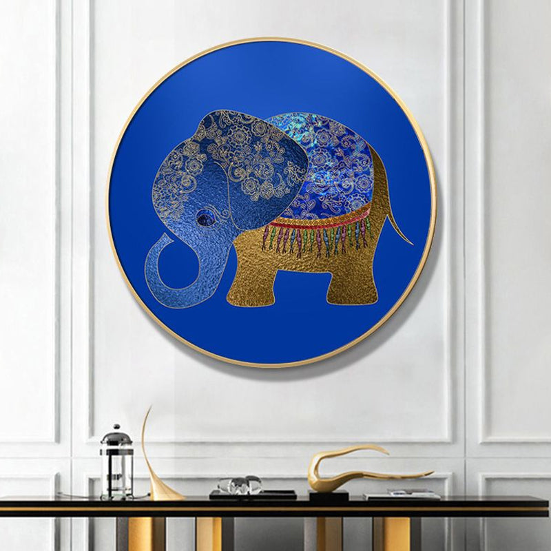 Elephant Wall Art Decor Textured Asian Style for Dining Room Wrapped Canvas Clearhalo 'Arts' 'Canvas Art' 1765526