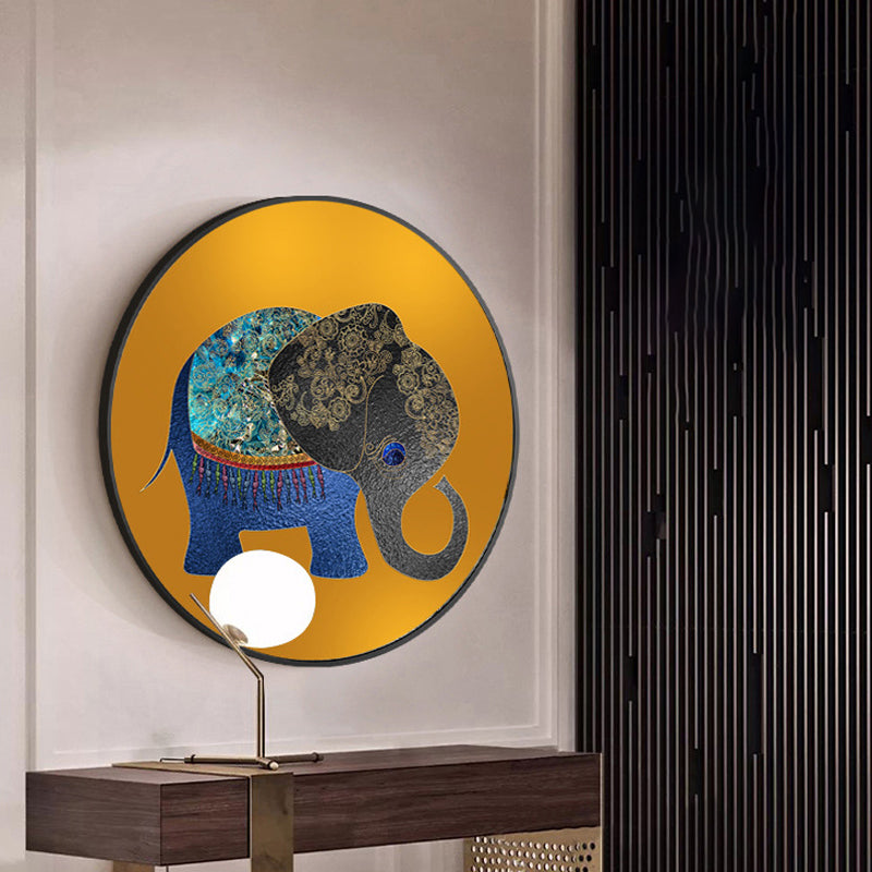 Elephant Wall Art Decor Textured Asian Style for Dining Room Wrapped Canvas Clearhalo 'Arts' 'Canvas Art' 1765533