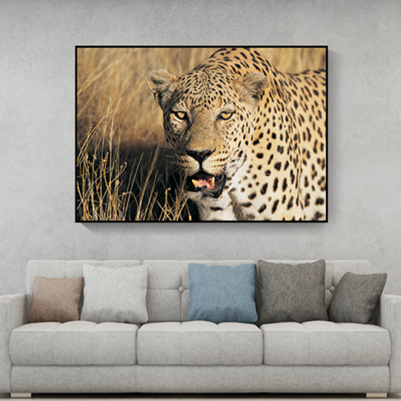African Grassland Animal Art Print Contemporary Textured Canvas for Sitting Room Light Brown Clearhalo 'Art Gallery' 'Canvas Art' 'Contemporary Art Gallery' 'Modern' Arts' 1765631